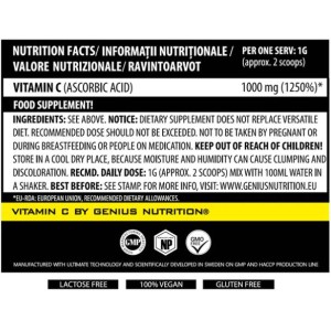 Vitamin C - Неовкусен 200 г | Genius Nutrition