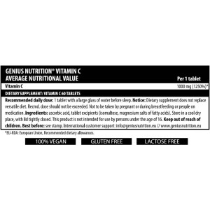 Vitamin C - 60 Таблетки | Genius Nutrition