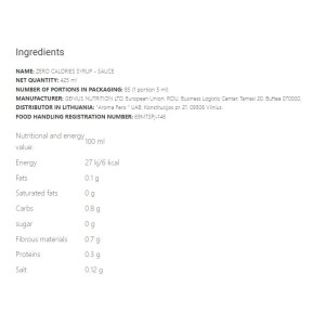 Zero Calories Syrup - Шоколад 425 мл | Genius Nutrition