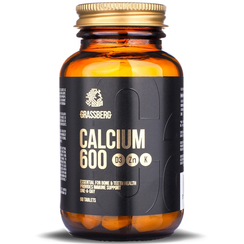 Calcium 600 + D3 + Zn + K 60 таблетки | Grassberg
