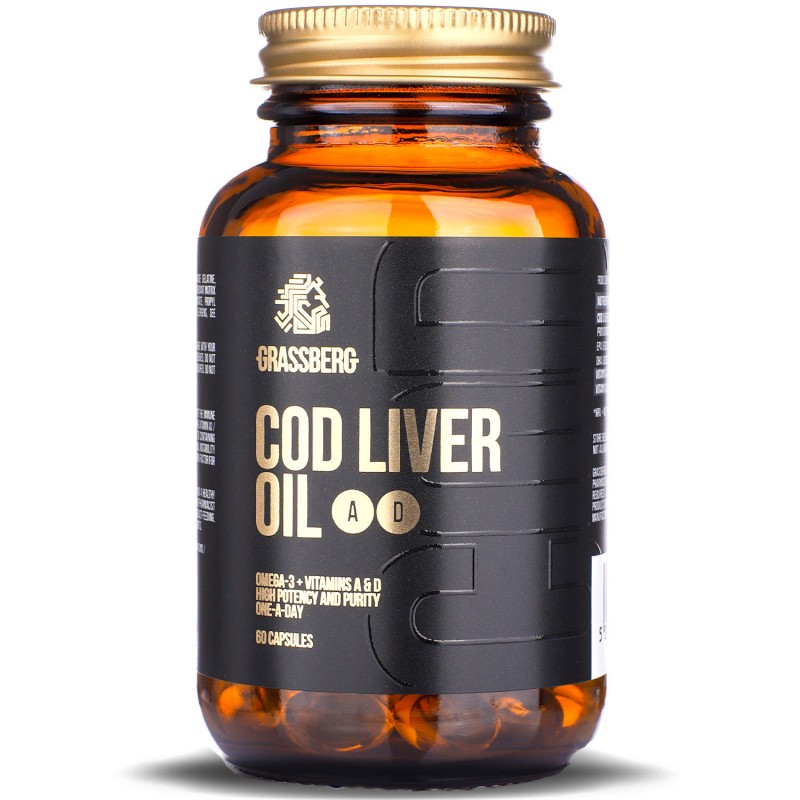 Cod Liver Oil + A + D 60 гел капсули | Grassberg