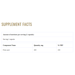 Folic Acid 400 мкг 60 капсули | Grassberg
