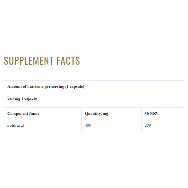 Folic Acid 400 мкг 60 капсули | Grassberg Folic Acid 400 мкг 60 капсули | Grassberg