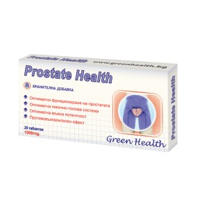 Prostate Health 1000 мг 20 таблетки | Green Health Цялостна подкрепа за здравето на простатата Съдържа само естествени и безопасни съставки Предпазва от заболявания на пикочно-полова система Подпомага подд Prostate Health 1000 мг 20 таблетки | Green Healt