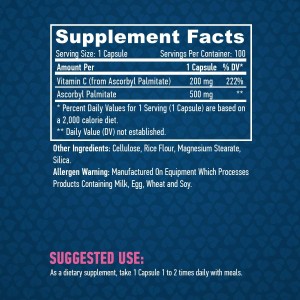 Ascorbyl Palmitate 500 мг 100 капсули | Haya Labs