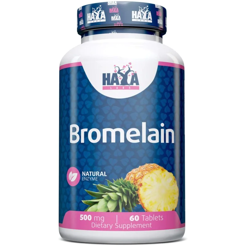 Bromelain Natural Enzyme 500 мг 60 таблетки | Haya Labs 100% растителен ензим Насърчава синтеза на протеини Подобрява усвояването на протеина Помага на храносмилането Ускорява възстановяването Повиша Bromelain Natural Enzyme 500 мг 60 таблетки | Haya Labs