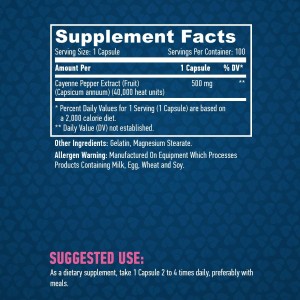 Cayenne Pepper Extract 500 мг 100 капсули | Haya Labs Cayenne Pepper Extract 500 мг 100 капсули | Haya Labs