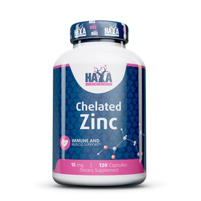 Chelated Zinc 15 мг 120 капсули | Haya Labs Защитава имунната система от вируси и бактерии Контролира хормоналния баланс Има мощно антиоксидантно действие Спомага за увеличаване на производството на инсули Chelated Zinc 15 мг 120 капсули | Haya Labs Защит