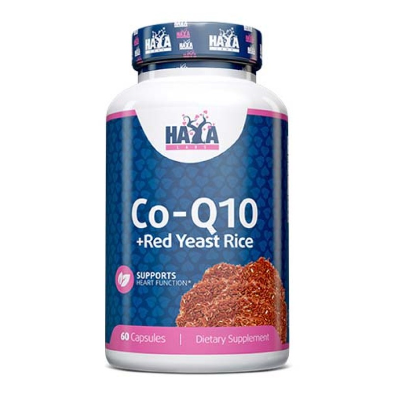Co-Q10 + Red Yeast Rice 60 капсули | Haya Labs Мощна комбинация за здравето на цялото тяло Силно антиоксидантно действие Подпомага имунната функция Насърчава сърдечното здраве  Допринася за произво Co-Q10 + Red Yeast Rice 60 капсули | Haya Labs Мощна комб