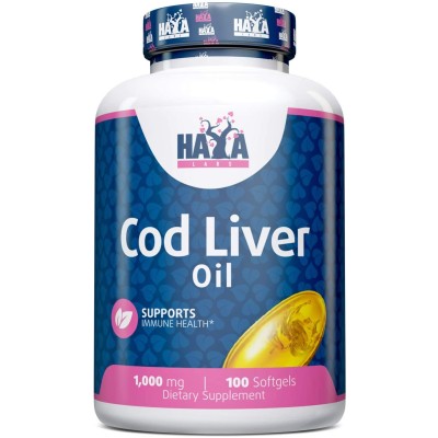 Cod Liver Oil 1000 мг 100 гел-капсули | Haya Labs Грижи се за здравината на костите Стимулира здравата имунна система Предпазва черния дроб и сърцето от увреждане Масло от Черен Дроб На Треска на дражета е Cod Liver Oil 1000 мг 100 гел-капсули | Haya Labs