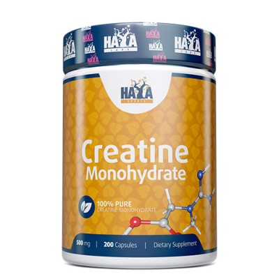 Creatine Monohydrate 500 мг 200 капсули | Haya Labs За повече енергия в организма Подпомага мисловната дейност Стимулира изграждането на по-голяма мускулна маса Креатин Монохидрат 500 мг на капсули е на то Creatine Monohydrate 500 мг 200 капсули | Haya La