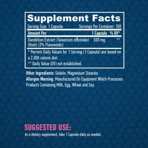 Dandelion Root Extract (2% Flavonoids) 500 мг 100 капсули | Haya Labs