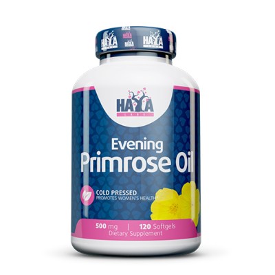 Evening Primrose Oil (Cold Pressed) 500 мг 120 капсули | Haya Labs Действа против възпаление, убива микробите, има бактерицидни свойства Подпомага укрепването на имунната система на ниво клетъчни мембрани Нам Evening Primrose Oil (Cold Pressed) 500 мг 120