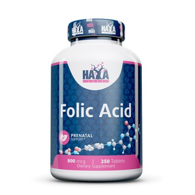 Folic Acid 800 мкг 250 таблетки | Haya Labs Помага за здравата имунна система Срещу състояния на депресия и психическо разтройство Предпазва от развитие на сърдечни проблеми При проблемна бременност Фол Folic Acid 800 мкг 250 таблетки | Haya Labs Помага з