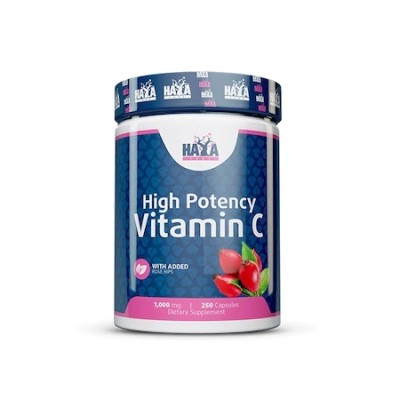 High Potency Vitamin C with Rose Hips 1000 мг 250 капсули  Haya Labs Добро средство за понижаване нивата на триглицериди и холестерол За подсилване на имунните защити Срещу различни инфекциозни състояния High Potency Vitamin C with Rose Hips 1000 мг 250 к