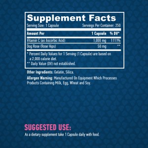 High Potency Vitamin C with Rose Hips 1000 мг 250 капсули | Haya Labs