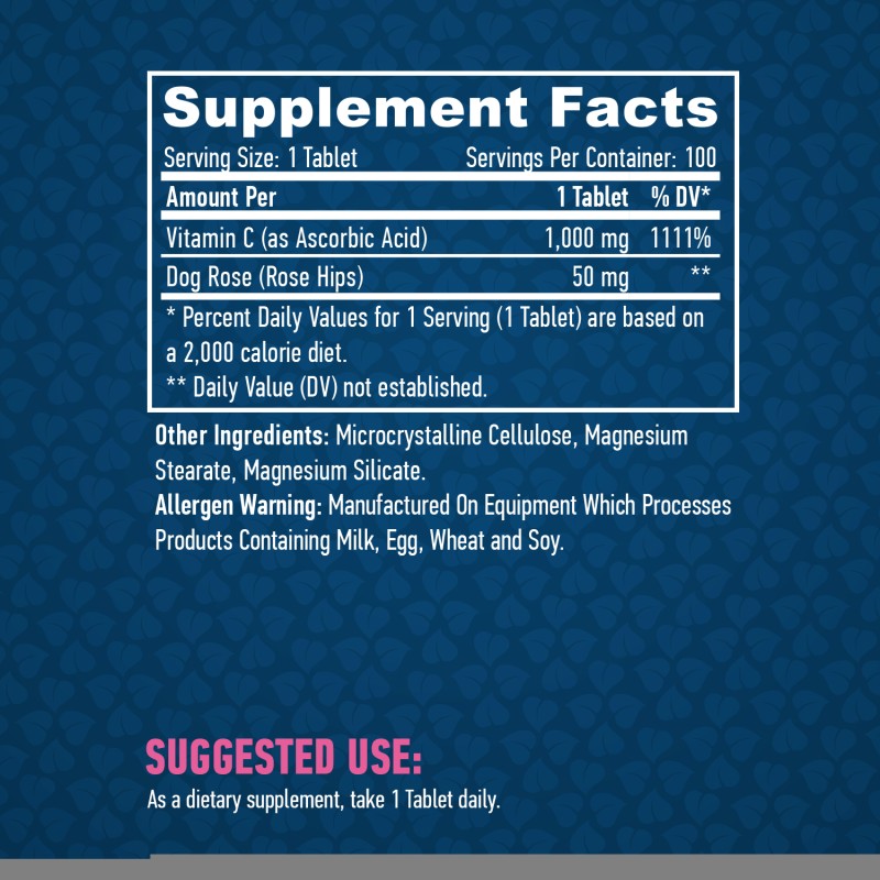 High Potency Vitamin C with Rose Hips 1000 мг 100 таблетки | Haya Labs High Potency Vitamin C with Rose Hips 1000 мг 100 таблетки | Haya Labs