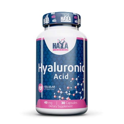 Hyaluronic Acid 40 мг 30 капсули | Haya Labs Поддържа структурата на съединителната тъкан Регенерира ставния хрущял Предотвратява несъвършенствата на кожата Укрепва структурата на косата и ноктите Предо Hyaluronic Acid 40 мг 30 капсули | Haya Labs Поддърж