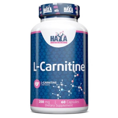 L-Carnitine 250 мг 60 капсули | Haya Labs Поддържа здравето на сърдечно-съдовата система Подходяща хранителна добавка за хора с проблеми в бъбреците Добро средство за поддържане на тонуса и енергият L-Carnitine 250 мг 60 капсули | Haya Labs Поддържа здрав