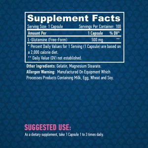 L-Glutamine 500 мг 100 капсули | Haya Labs