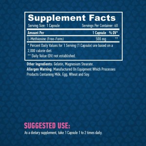 L-Methionine 500 мг 60 капсули | Haya Labs L-Methionine 500 мг 60 капсули | Haya Labs