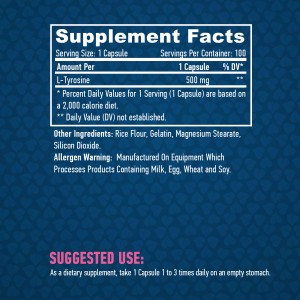 L-Tyrosine 500 мг 100 капсули | Haya Labs L-Tyrosine 500 мг 100 капсули | Haya Labs