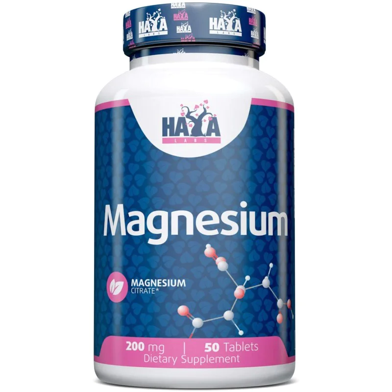 Magnesium Citrate 200 мг 50/100 таблетки | Haya Labs За спокоен сън Помага здравето на костите и предпазва от счупвания Грижи се за здравето на сърцето Спомага доброто храносмилане и предпазва от запек Magnesium Citrate 200 мг 50/100 таблетки | Haya Labs 