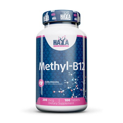 Methyl B-12 200 мкг 100 таблетки | Haya Labs Витамин В12 в активна метилирана форма Висока усвояемост Допринася за нормалния метаболизъм Подкрепя нервната система Поддържа имунната система Метил B12 Methyl B-12 200 мкг 100 таблетки | Haya Labs Витамин В12