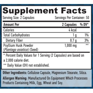 Psyllium Husk 500 мг 100 капсули | Haya Labs