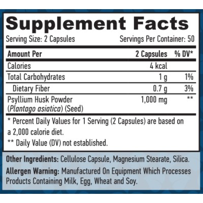Psyllium Husk 1000 мг 100 капсули | Haya Labs