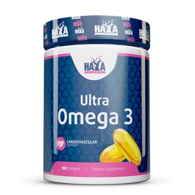 Ultra Omega 3 180 гел-капсули | Haya Labs Поддържа сърдечно-съдовата система Намалява високото кръвно налягане Стимулира имунната система Поддържа нервната система Намалява холестерола Укрепва костит Ultra Omega 3 180 гел-капсули | Haya Labs Поддържа сърд