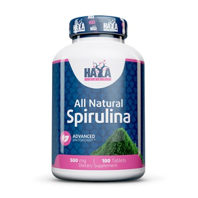 All Natural Spirulina 500 мг 100 таблетки | Haya Labs​ Обогатява организма с витамини и минерали Понижава опасното ниво на захар в кръвта при диабетиците Потиска симптомите при всички разновидности на гр All Natural Spirulina 500 мг 100 таблетки | Haya La