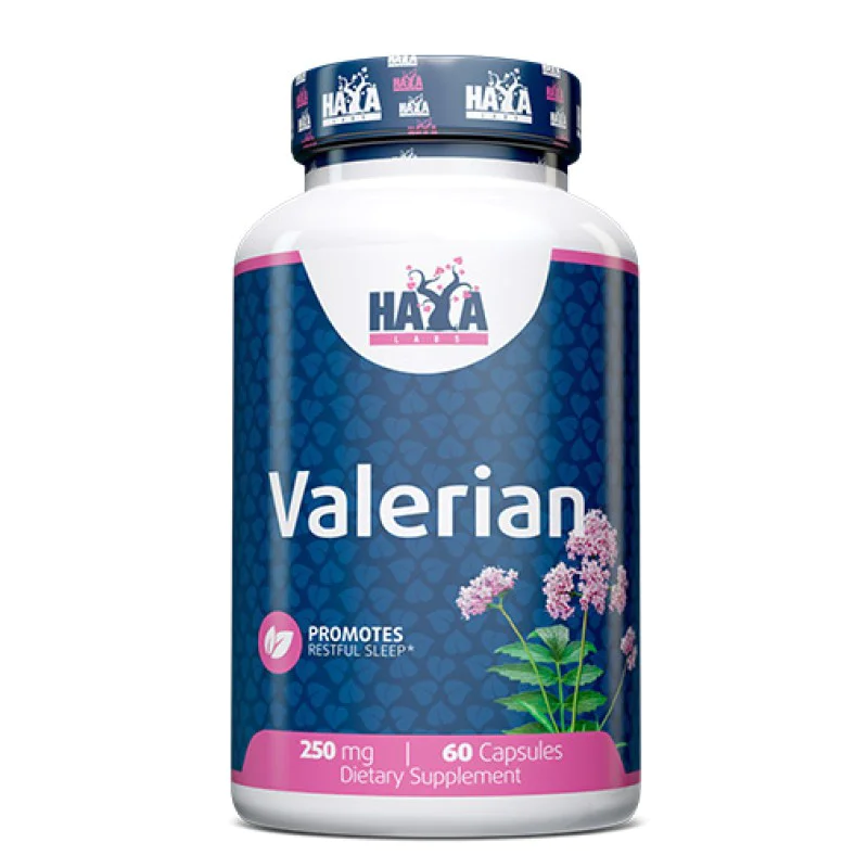 Valerian 250 мг 60 капсули | Haya Labs Помага за здравословен сън Участва в модулацията на мозъчната дейност Поддържа здравословна релаксация на тялото Полезно за намаляване на напрежението Помага на ст Valerian 250 мг 60 капсули | Haya Labs Помага за здр