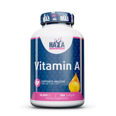 Vitamin A 10 000 IU 100 гел-капсули | Haya Labs Предотвратява изсушаването на роговицата Ключов елемент за растежа на костите, зъбите и меките тъкани Оказва подкрепа на дихателната система Помага за поддър Vitamin A 10 000 IU 100 гел-капсули | Haya Labs П