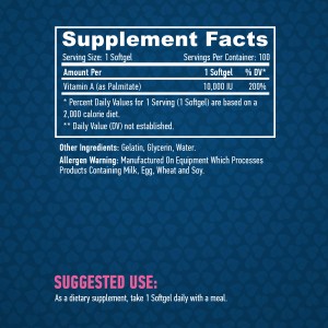 Vitamin A 10 000 IU 100 гел-капсули | Haya Labs