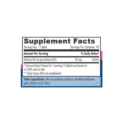 Vitamin B6 25 мг 90 таблетки | Haya Labs Vitamin B6 25 мг 90 таблетки | Haya Labs