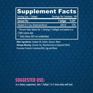 Vitamin D-3 400 IU 100 гел-капсули | Haya Labs