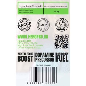 L-Tyrosine 500 мг 120 капсули | Hero.Lab L-Tyrosine 500 мг 120 капсули | Hero.Lab