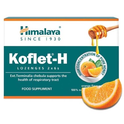 Koflet-H 12 вкусни пастили Портокал | Himalaya Поддържа здрави дихателните пътища Съдържа чист пчелен мед Изцяло натурален продукт с три различни вкуса Кофлет Вкусни Бонбони при Кашлица е на отлична цена о Koflet-H 12 вкусни пастили Портокал | Himalaya По
