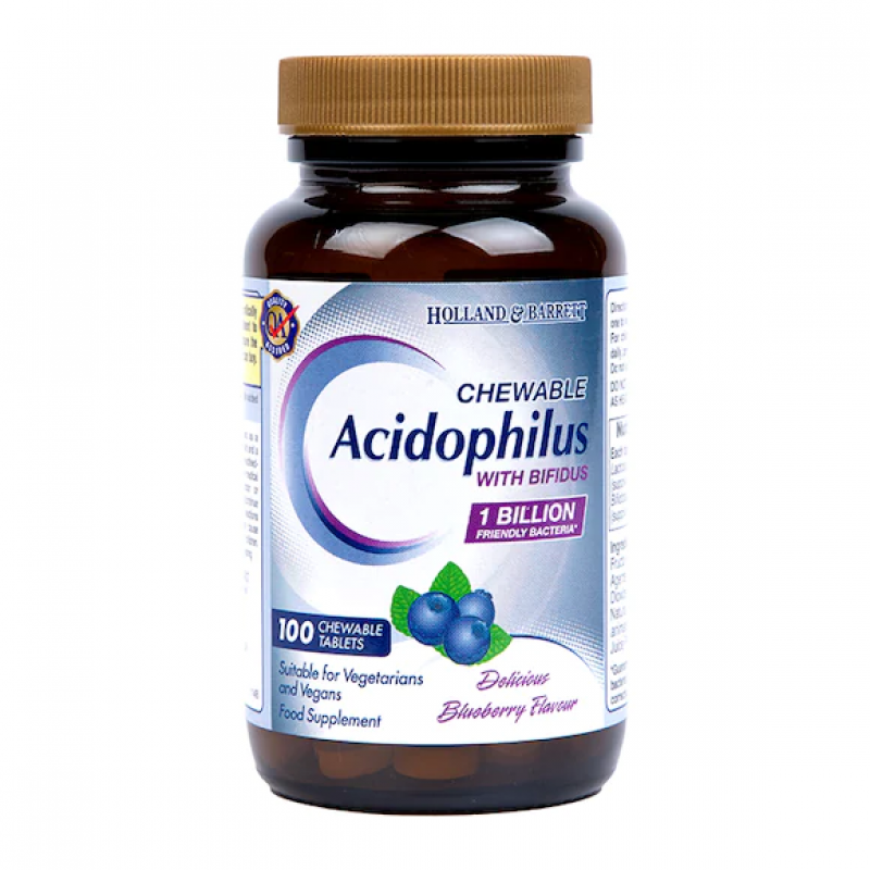 Acidophilus with Bifidus Blueberry Flavour 100 дъвчащи таблетки | Holland & Barrett