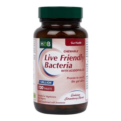 Live Friendly Bacteria with Acidophilus Strawberry Flavour 120 дъвчащи таблетки | Holland & Barrett Live Friendly Bacteria with Acidophilus Strawberry Flavour 100 дъвчащи таблетки |Holland & Barrett Естествен продукт, който се грижи за стома Live Friendly Bacteria with Acidophilus Strawberry Flavour 100 дъвчащи таблетки |Holland & Barrett Естествен продукт, който се грижи за стомашния комфорт Доставя на организма полезни бактерии Предпаз Live Friendly Bacteria with Acidophilus Strawberry