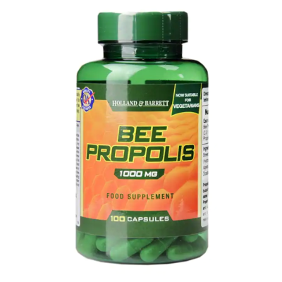 Bee Propolis 1000 мг 100 капсули | Holland & Barrett Убива бактериите и вирусите, като спира техния растеж и разпространение Помага при алергии, като блокира отделянето на хистамини Намалява кръвното Bee Propolis 1000 мг 100 капсули | Holland & Ba