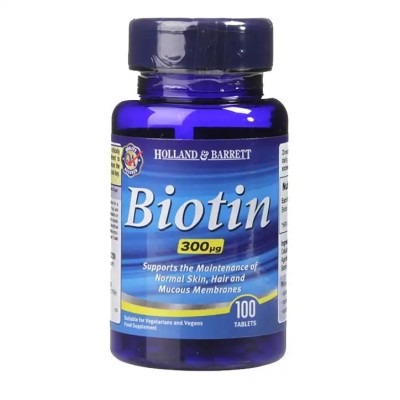Biotin 300 мкг 100 таблетки | Holland & Barrett Дарява организма със сили и енергия Стимулира имунната система Грижи се за здравето на кожата и очите Укрепване на косата и борба с косопада Биотин 30 Biotin 300 мкг 100 таблетки | Holland & Barrett 