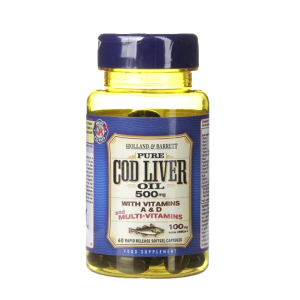 Cod Liver Oil with Multi-Vitamins 500 мг 60 гел-капсули | Holland & Barrett