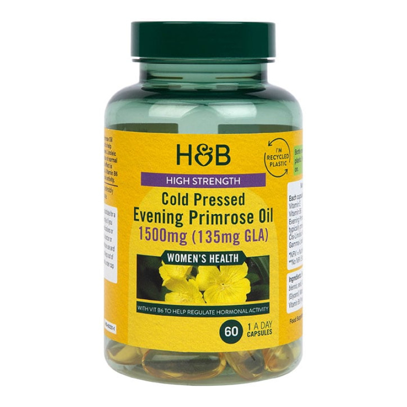Cold Pressed Evening Primrose Oil 1500 мг с витамин B6 60 капсули | Holland & Barrett