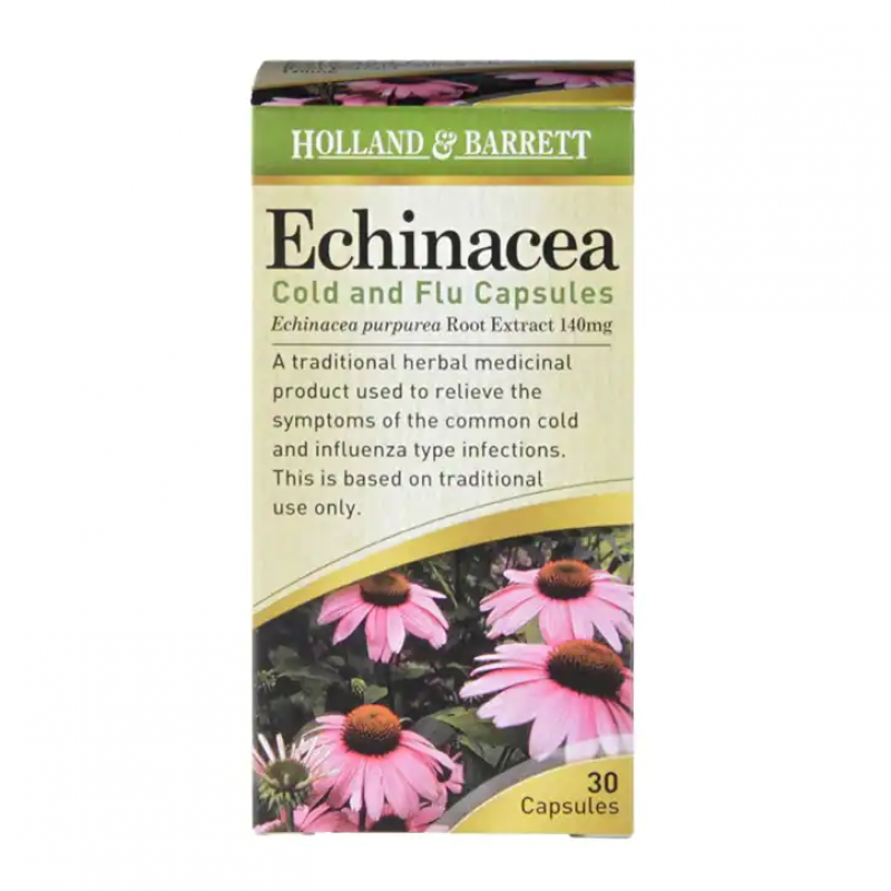 Echinacea Cold & Flu 140 мг 30 капсули | Holland & Barrett