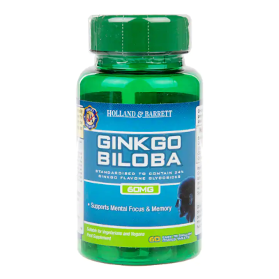 Ginkgo Biloba 60 мг 60/120 таблетки | Holland & Barrett Естествен продукт, който стимулира паметта Предпазва от развитие на Алцхаймер Благоприятства фокусирането и запаметяването Гинко Билоба 60 мг на Ginkgo Biloba 60 мг 60/120 таблетки | Holland &amp