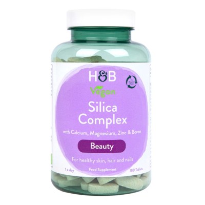 Silica Complex 180 таблетки | Holland & Barrett Естествен продукт, който се грижи за доброто здраве Предпазва от костни фрактури Грижи се за здравето на косата, кожата и ноктите Супер Силен Силиций Ком Silica Complex 180 таблетки | Holland & Barre