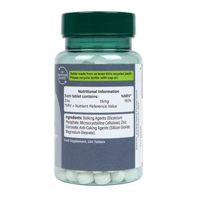 High Strength Zinc 15 мг 240 таблетки | Holland & Barrett  Мощен антиоксидант Справя се успешно с хроничните заболявания и възпалението Запълва всякакъв дефицит на цинк в организма Цинк Глюконат 1 High Strength Zinc 15 мг 240 таблетки | Holland & 