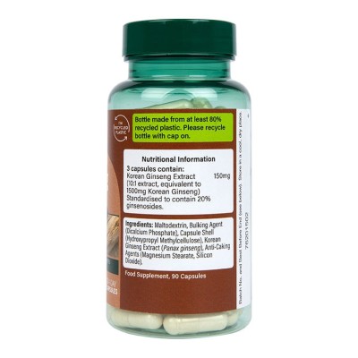 Korean Ginseng 500 мг 90 капсули | Holland & Barrett Дарява организма Ви със здраве Регулира нивата на кръвна захар Повишава енергията и успешно се бори с напрежението и стреса Корейски Женшен на капсу Korean Ginseng 500 мг 90 капсули | Holland & 